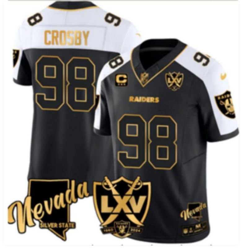 Men Oakland Raiders #98 Crosby Black Gold Nike 2025 Limited NFL Jersey style 01